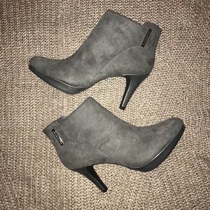 Liz Claiborne Grey Faux-Suede Ankle Booties